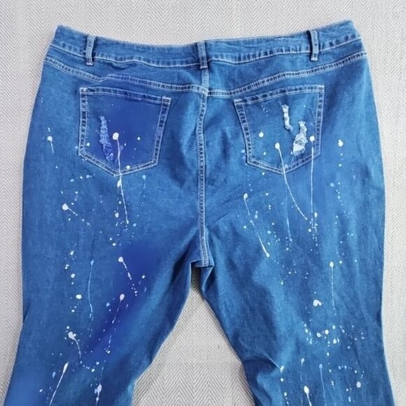 Ashley Stewart Jeans Size 24 (44x26) Distressed Paint Splatter Rhinestones NWT - Picture 10 of 16